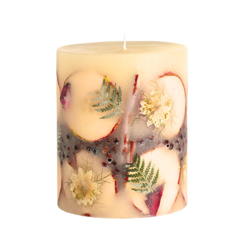 Rosy Rings Small Round Botanical Candle - Spicy Apple 5.5" Burn Time 120 Hours Notes of Cardamom, Cinnamon, Clove, Long Lasting Candles, Candle Gifts - Image 1